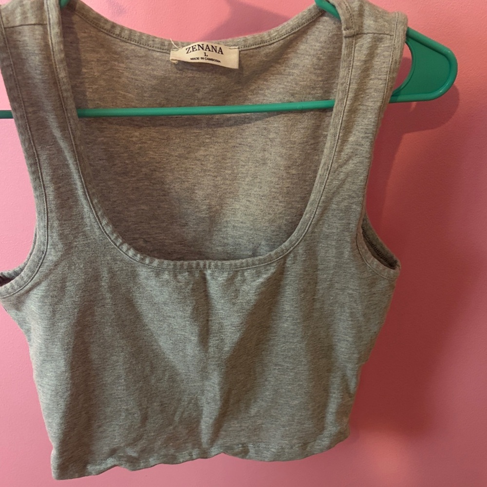 Zenana Outfitters Heather Gray Crop Top